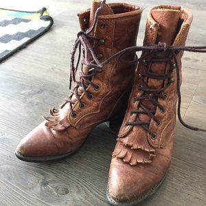 Vintage Brown Leather Roper Boots